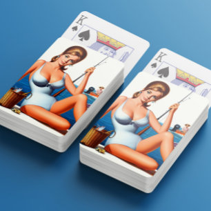 Jeu De Cartes Épinglette de pêche rétro