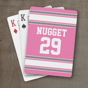 Jeu De Cartes Équipe rose et gris Jersey - Nom et numéro Âge