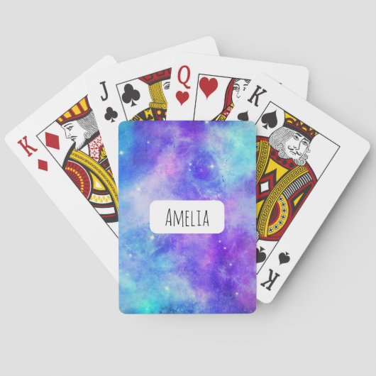 Jeu De Cartes Espace de galaxie violet et bleu Abstrait (dos)