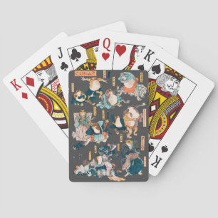 Jeu De Cartes Estampe japonaise de grenouille sur bois Kuniyoshi