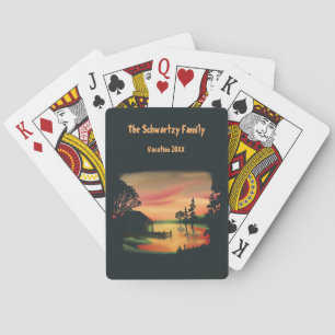Jeu De Cartes Etang vintage coucher de soleil ponton échapper ve