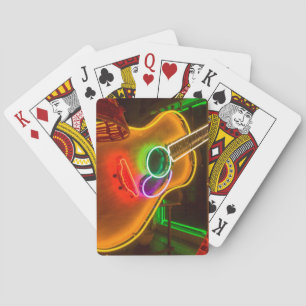Jeu De Cartes États-Unis, Texas, Austin. Guitare néon au chantag