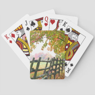 Jeu De Cartes États-Unis, Vermont. Clôture sous le feuillage d'a
