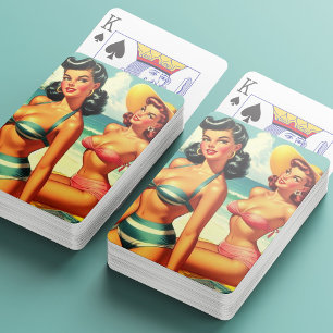 Jeu De Cartes Été vintage Plage Pin Ups