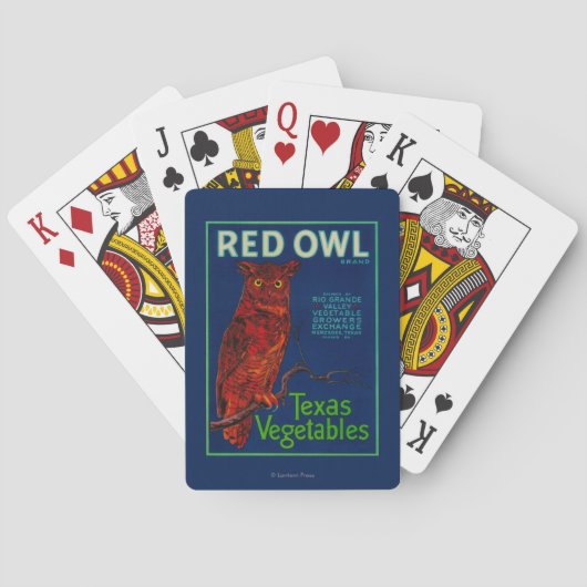 Jeu De Cartes Étiquette végétal de hibou rouge (dos)