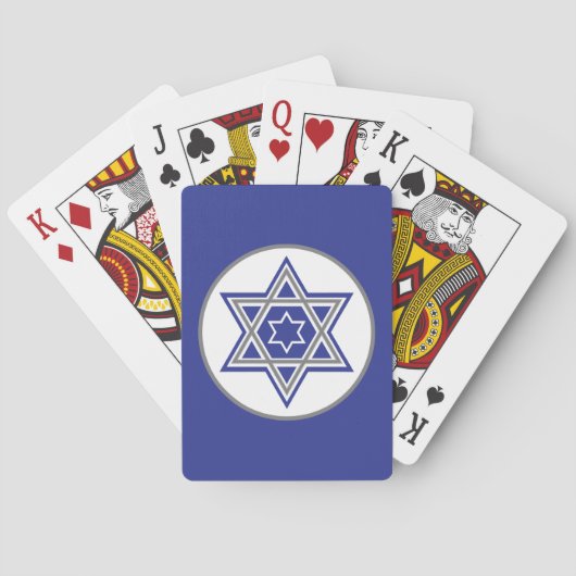 Jeu De Cartes Étoile de David Blanche sur Fond Bleu (dos)