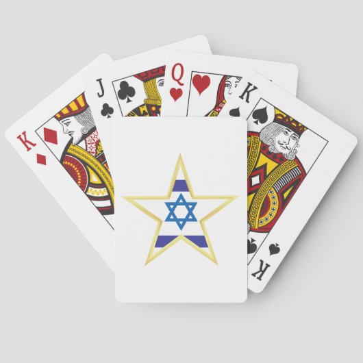 Jeu De Cartes Étoile de David Drapeau Israélien avec Bordure Dor (dos)