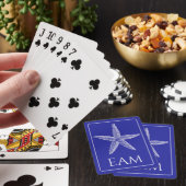 Jeu De Cartes Étoile de mer blanche côtière sur monogramme bleu (In Situ)