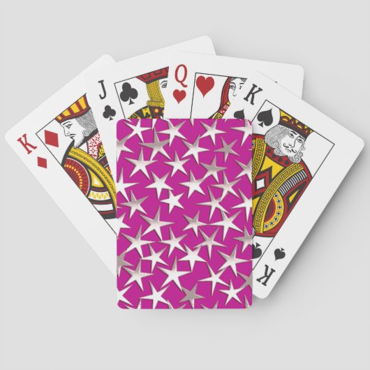 Jeu De Cartes Étoiles argentées sur fond violet améthyste (dos)