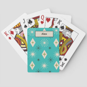 Jeu De Cartes Étoiles atomiques du milieu du siècle avec des dia