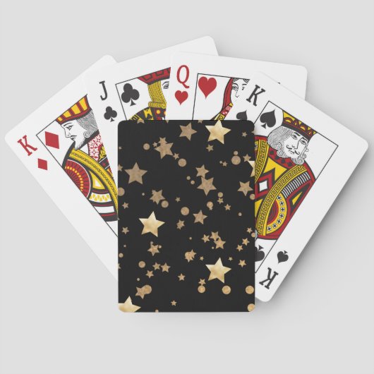 Jeu De Cartes Étoiles célestes noires et d'or et Pois (dos)