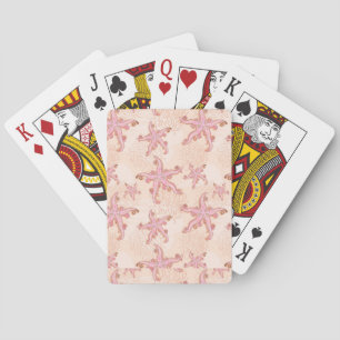 Jeu De Cartes Étoiles de mer et motif pastel rose corail