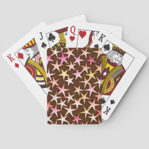 Jeu De Cartes Étoiles satinées, rose sur chocolat