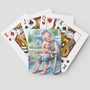 Jeu De Cartes Étreinte de grand-mère et petite-fille sur la véra