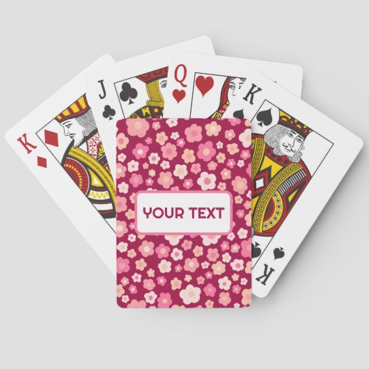 Jeu De Cartes Faisceaux CUSTOM Retro Floral Pattern rose rouge (dos)
