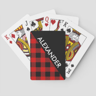 Jeu De Cartes Fait main fond, plaid noir de Buffalo 2 triangles