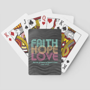Jeu De Cartes Faith Hope Love Christian Bible Verse Retro
