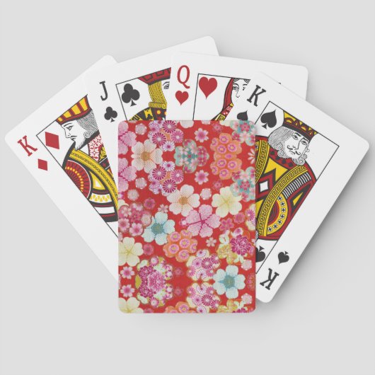 Jeu De Cartes Falln Crimson Floral Chirimen (dos)