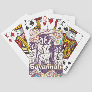 Jeu De Cartes Famille de hibou géométrique stylisée violet