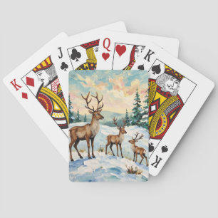 Jeu De Cartes Famille de rennes vintage peinture de prairie hive