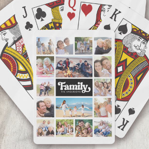 Jeu De Cartes Famille Retro Typographie Photo Collage 16 Photos