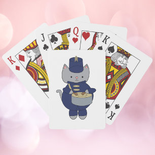 Jeu De Cartes Fanfare de chat gris Joueur de tambour Animal fant
