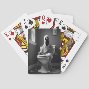 Jeu De Cartes Fantôme drôle assis dans les toilettes