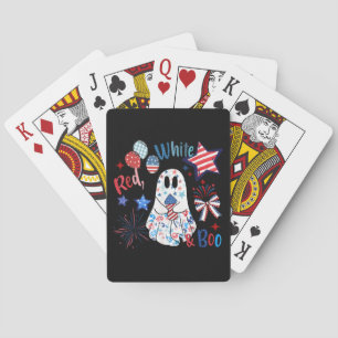 Jeu De Cartes Fantôme rouge blanc Boo patriotique Halloween du 4