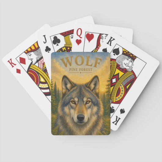 Jeu De Cartes Faune de la forêt de pins Wolf (dos)