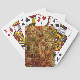 Jeu De Cartes Faux cuir d'animal en cuir d'alligator rouge marro