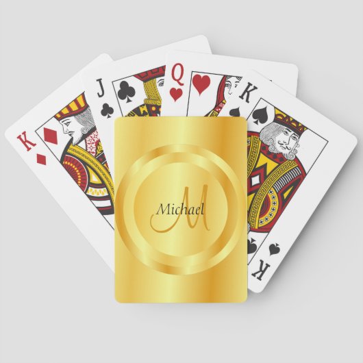 Jeu De Cartes Faux Gold Premier Monogramme Moderne Élégant Modèl (dos)