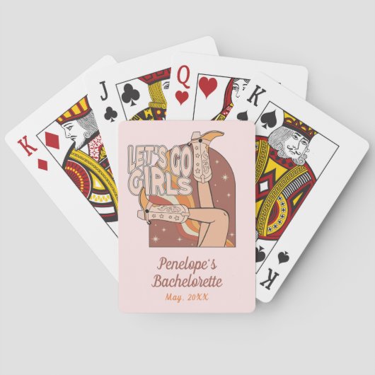 Jeu De Cartes Faveur de fête de bachelorette Cowgirl Disco Rose (dos)