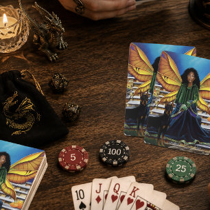 Jeu De Cartes Fée d'automne gardienne Doberman Fantaisie
