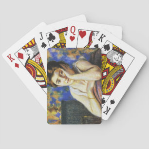 Jeu De Cartes Femme appuyée sur une chaise