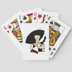 Jeu De Cartes Femme Art Déco Vintage portant un chapeau des gant