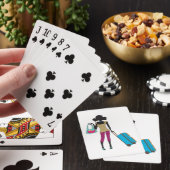 Jeu De Cartes Femme Avec Une Valise (In Situ)
