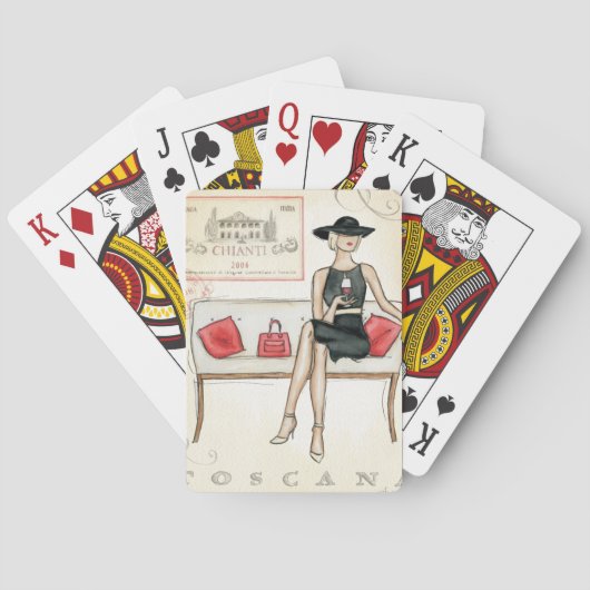 Jeu De Cartes Femme buvant du vin rouge (dos)