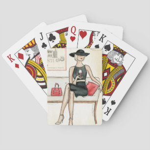 Jeu De Cartes Femme buvant du vin rouge