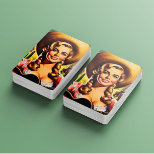 Jeu De Cartes Femme de la ferme rétro mignonne