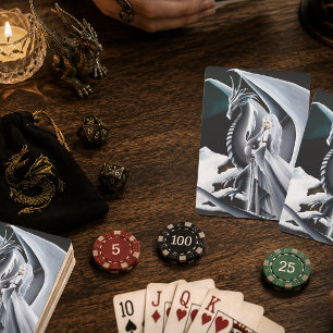 Jeu De Cartes Femme Dragon Blanc Fantaisie Aurores Boréales