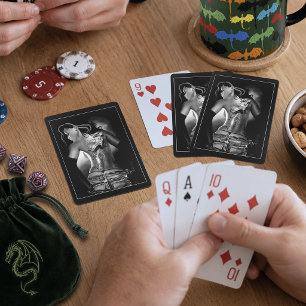 Jeu De Cartes Femme Dragon Tatouée Noir et Blanc Edgy