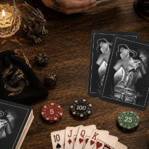 Jeu De Cartes Femme Dragon Tatouée Noir et Blanc Edgy