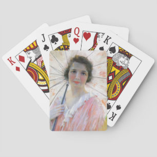 Jeu De Cartes Femme élégante d'autrefois dans une robe rose avec