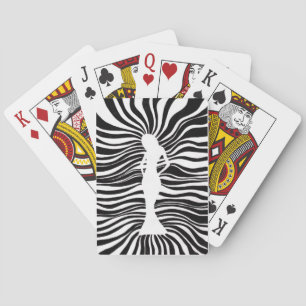 Jeu De Cartes Femme en Silhouette Psychedelique Noir et Blanc Tr