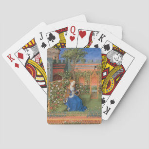 Jeu De Cartes Femme médiévale dans le jardin rose