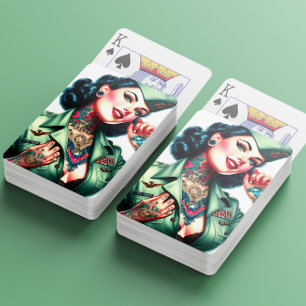 Jeu De Cartes Femme Militaire Tatouée Vintage