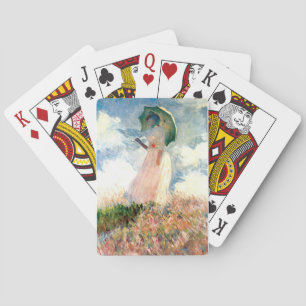 Jeu De Cartes Femme Monet avec un parasol face à gauche