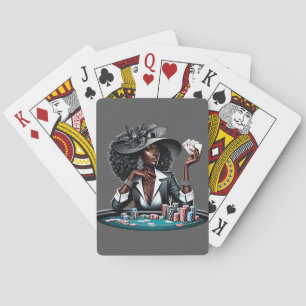 Jeu De Cartes Femme noire Jeux Casino Cartes Poker Chips Art