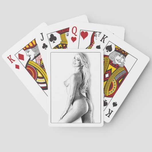 Jeu de cartes ,Femme nue vue de 3/4 (dos)