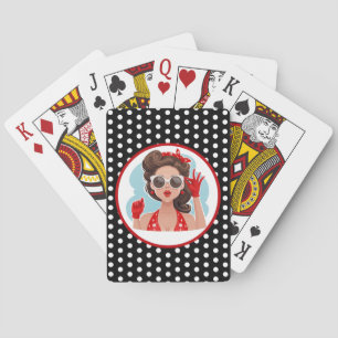 Jeu De Cartes Femme Rétro Jouant Des Cartes